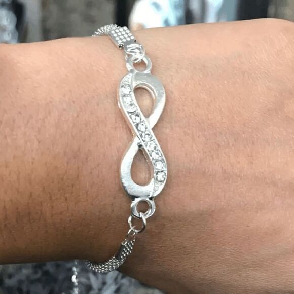 INFINITY SILVER DIAMOND BRACELET - Picture 2 of 8